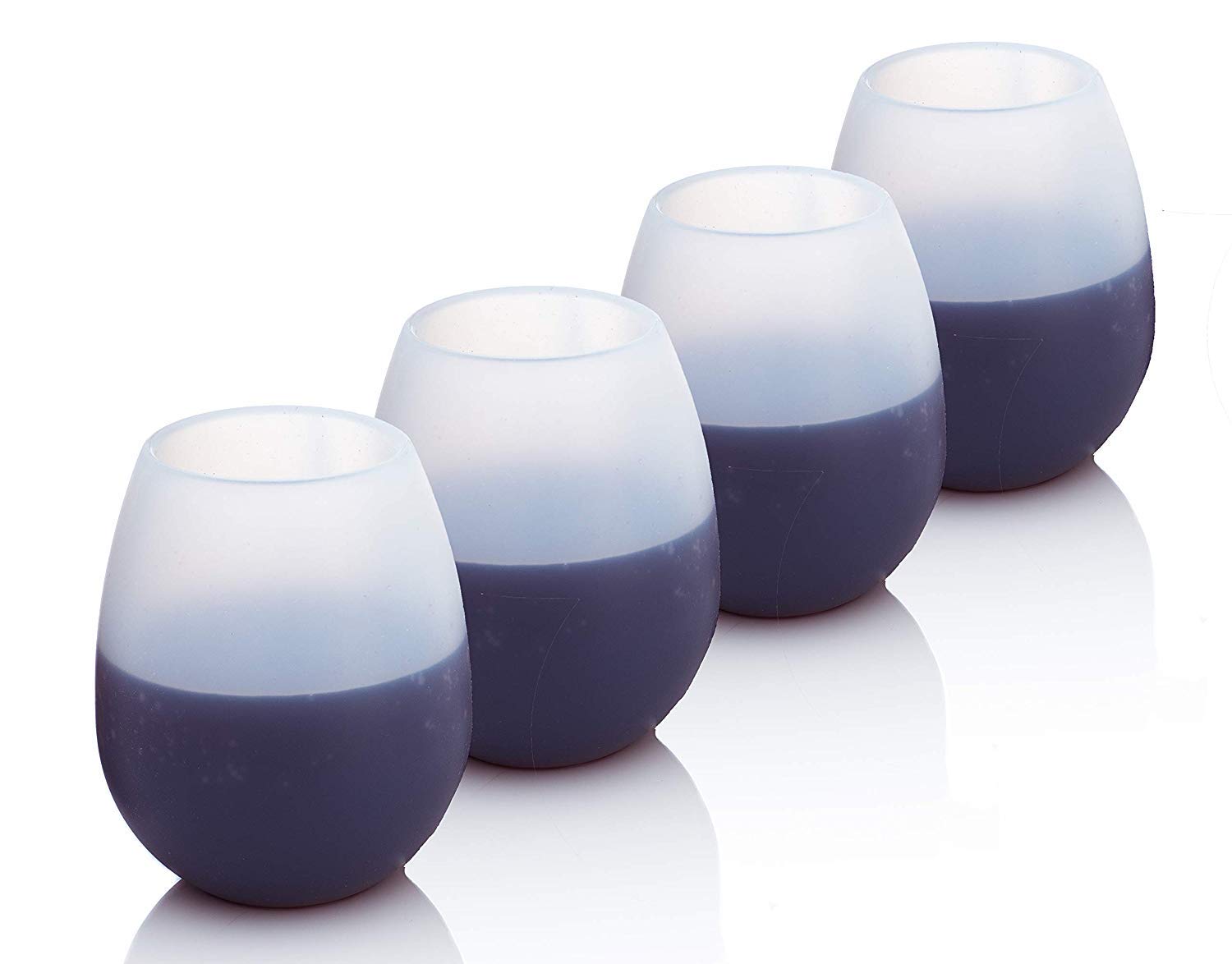 Silicone Wine Glasses - 14 Ounce Stemless Shatterproof Wine Squishy Cups by Jokel - Set of 4