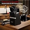 Knife Set, Amorston 15 Pieces Knife Sets for Kitchen with Block, Dishwasher Safe Kitchen Knife Set with Built in Sharpener Block, German Stainless Steel Knife Block Set, Black