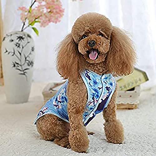 Alroman Dog Shirts Pet Shirts Dog Blue Cheongsam Vest Puppy Vest Dog T-Shirt Pet Clothing Puppies Clothes for Small Dogs Doggie Tee Summer Apparel Female Dog Shirt Beach Wear Dresses Costume