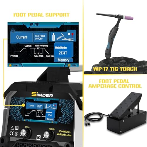 Image of SSIMDER 200A MIG Welder 10-in-1 Multi-Process Welder Cutter - Pulse MIG for Aluminum /Synergic MIG /Flux Core /HF TIG /Stick /Plasma Cutting Dual Voltage 110V /220V for Auto Body, Farm, Home DIY