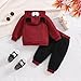 ODIMAME Toddler Boy Clothes 2T Fall Winter Clothes Long Sleeve Hooded Cute Dog Sweatshirt Tops Pocket Sweatpants Cute Infant Outfit Set (Dark Red, 2-3Y)