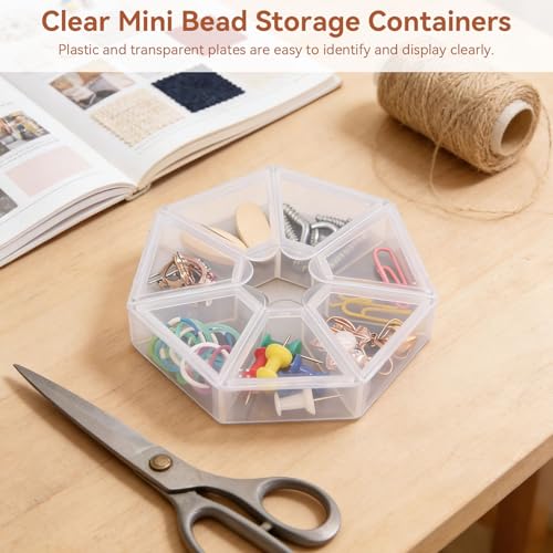 Image of Cyrank 4pcs 7 Girds Bead Organizer, Clear Small Bead Organizers Jewelry Bead Storage Organizer Display Containers Case Box Mini Bead Storage Containers for Crafts Jewelry Screws Fishing Tackles