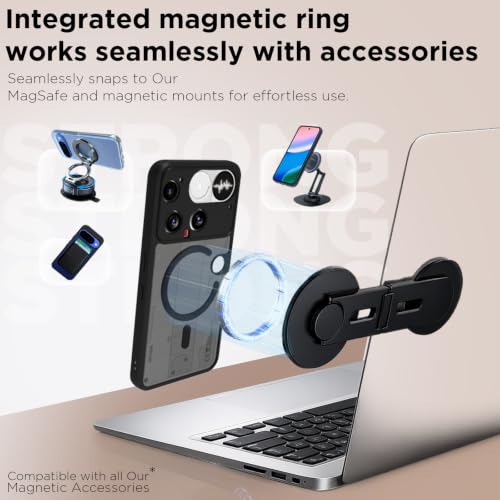 Image of RIGGEAR Shockproof Sleek Hybrid Armor Magnetic Back Cover Case Compatible with MagSafe Accessories for Nothing Phone 3 (Smoke Black Matte PC + Black TPU-Bumper)