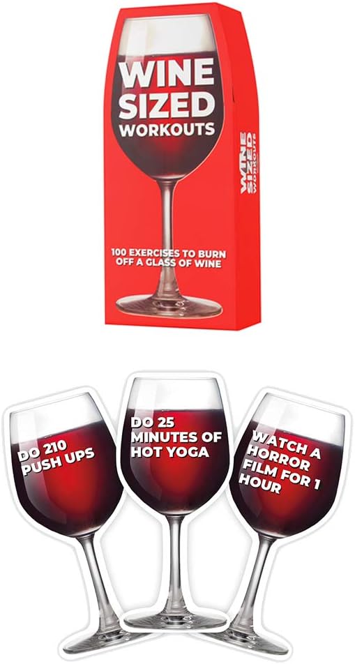 Gift Republic Wine Glass Workout Cards – 100 Fitness Challenges to Burn Off Wine – Funny Gift for Wine Lovers