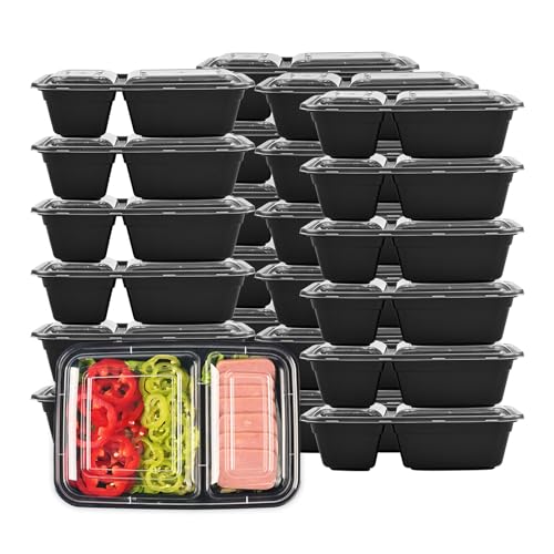 Image of LOKATSE HOME Meal Prep Container Microwave Safe 36 Pack 2 Compartment with Lids, Stackable Bento Box, Food Storage Reusable, BPA Free, Freezer, Dishwasher Safe (32 oz)