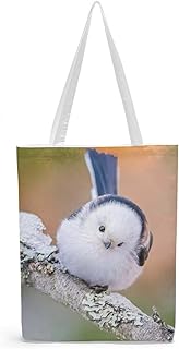 シマエナガ エコバッグ トートバッグ キャンバス ハンドバッグ 大容量 ハンドバッグ 肩掛け 買い物バック バック 萌え グッズ しまえなが エナガ 鳥 雪の妖精 とり S