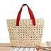 chengjiexu Borsa di Paglia Moda Casual Semplice Borsa Tessuta A Mano Solido Vuoto Portatile Cestino di Verdure Borsa di Paglia Grande Primaria