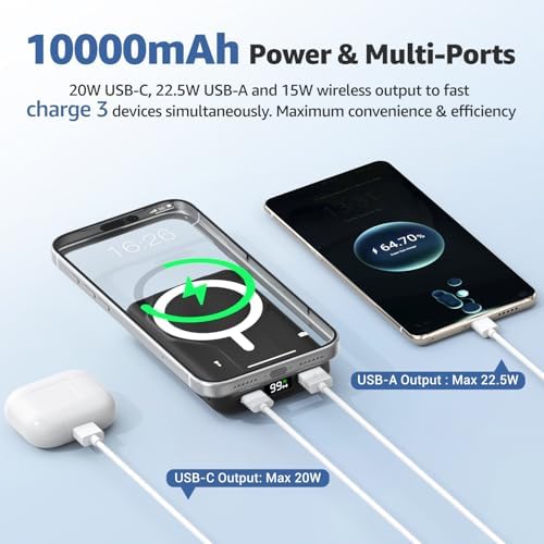 Azmuth for MagSafe Portable Charger, 10000mAh Magnetic Power Bank 20W PD - 3