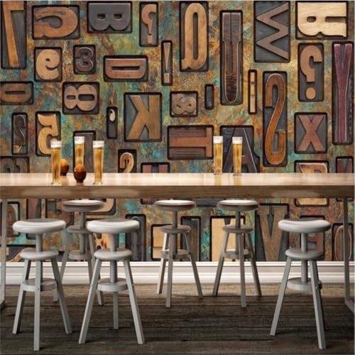 3D Números De Metal Papel Tapiz Fotográfico 3D Papel Tapiz Mural Con Patrón Retro，Efecto 3D，Papel Tapiz Decorativo Para Sala De Estar Y Dormitorio 150x105cm