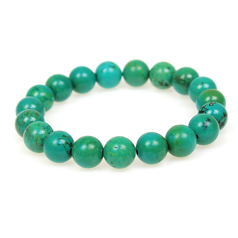 Ausgewähltes Armband für Damen und Herren, 10 mm, türkisfarbene Perlen, elastisch, Naturstein, Yoga-Armband