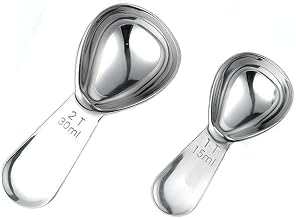 2Pcs Stainless Steel Coffee Measuring Scoop Set Short Handle Tablespoon Measuring Spoon for Coffee Tea Sugar (15ml and 30 ml)