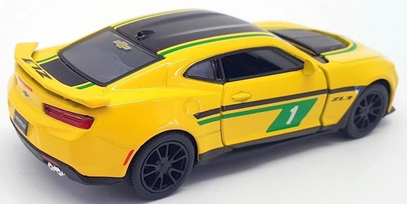 Mayatra's Kinsmart 1:38 Scale Camaro Livery Edition Chevrolet Diecast Toy Car (Yellow) – Pull Back Action Sports Car Model with Opening Doors for Kids & Collectors