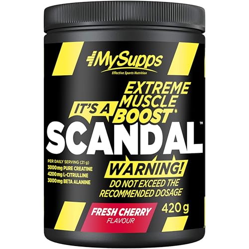 My Supps Scandal Extreme Muscle Pre Workout Trainings-Booster - Fresh Cherry mit Kreatin, Citrullin, Beta Alanin, Koffein & Tyrosin für Energie - Gym Nutrition Supplement - 20 Portionen 420g