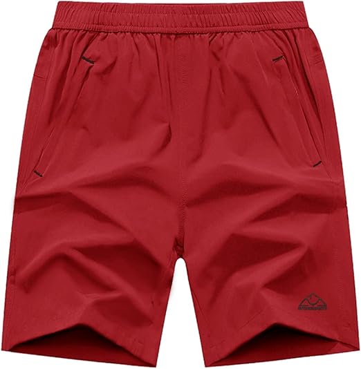 JHMORP Men's Red Athletic Shorts Gym Quick Dry Lightweight Running Workout Shorts with Phone