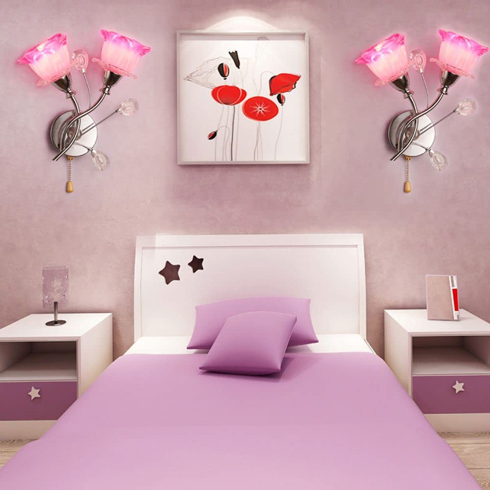 Moderno LED in vetro ceramica rose camera da letto comodino applique Princess Room applique da parete di balcone corridoio apparecchi di illuminazione