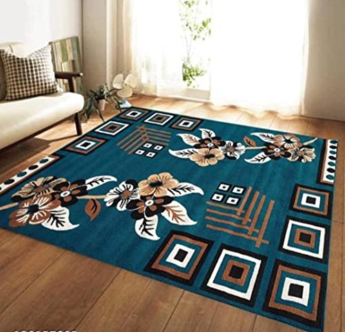 Image of Soft Modern Washable Beautiful Acrylic Rugs for Home Decor Living Room 6x8 Feet (180 x 235 Cm) Super Blue Color