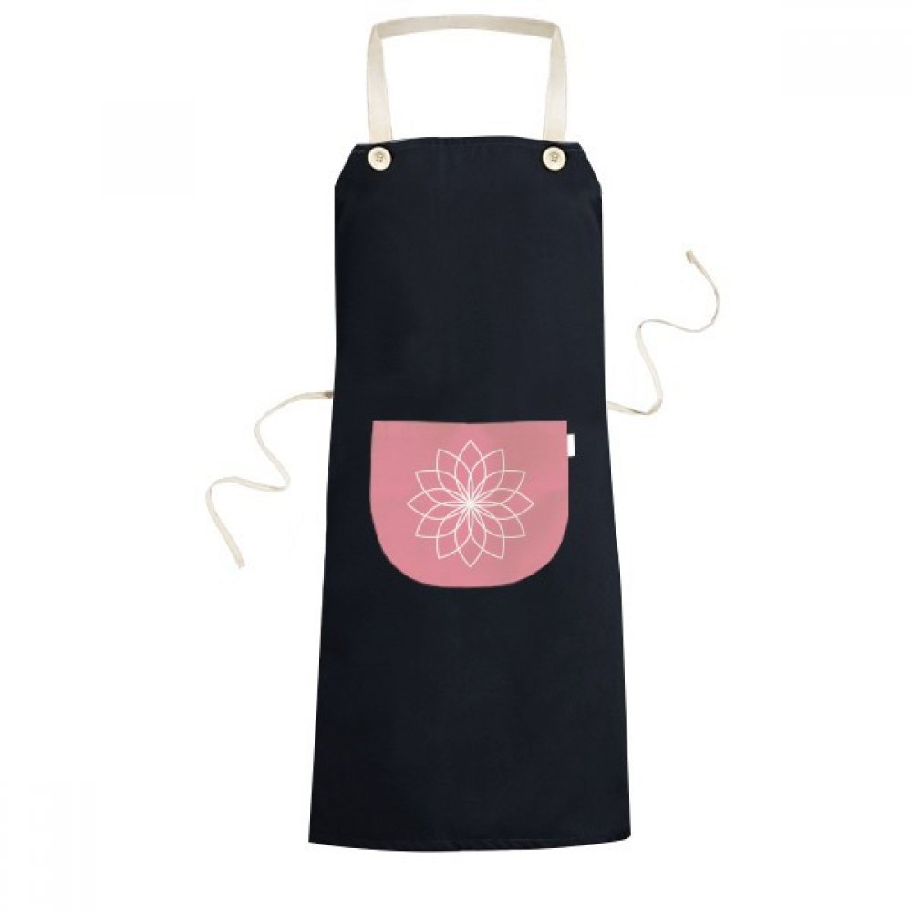 Tablier de cuisine fleur ligne noir 70x67cm avec poche pour hommes et femmes