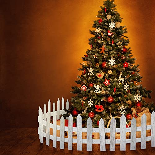 image for Lincia 6 Pieces Picket Fence Cutouts Christmas Tree Fence White Panel 
