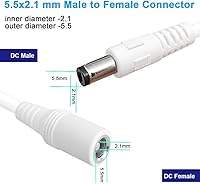 Vista 2 de SIOCEN Paquete de 2 cables de extensión de alimentación CC de 10 pies, cable de extensión de 5,5 mm x 2,1 mm, cable de extensión de 12 V para cámara