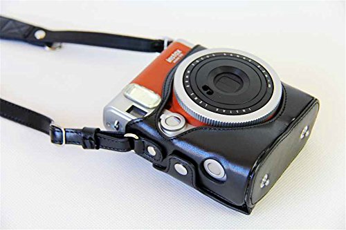 Fuji Mini 90 Case, Bolinus Handmade Pu Leather Fullbody Camera Case Bag Cover For Fujifilm Instax Mini 90 With Neck Strap Battery Bag -Black #TOP5