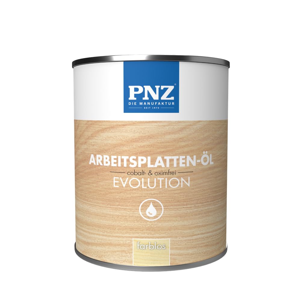 PNZ Arbeitsplatten-Öl evolution für Innen | Nachhaltig hergestellt mit regionalen Rohstoffen | besonders strapazierfähig | für Küchenholz, Arbeitsplatten, Schneidebretter, Gebinde:2.5L, Farbe:farblos