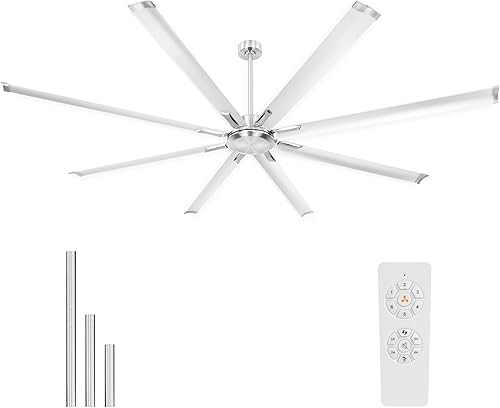 Miniatura 16 de Ventilador de techo de 72 pulgadas en níquel con luz, ventilador inteligente que funciona con Alexa, ventilador de techo industrial con 8 aspas de