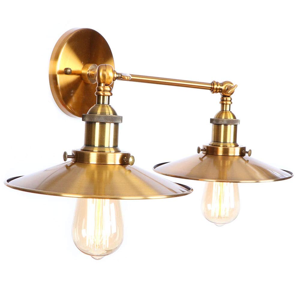 OLSKFUH Wall Lamp, Wall Sconce With 2-Lights Lamp V-Intage Industrial Wall Light Adjustable Rustic Lighting Fixture Metal Sconces Indoor Home Retro Steampunk Wall Hanging Lamp B,