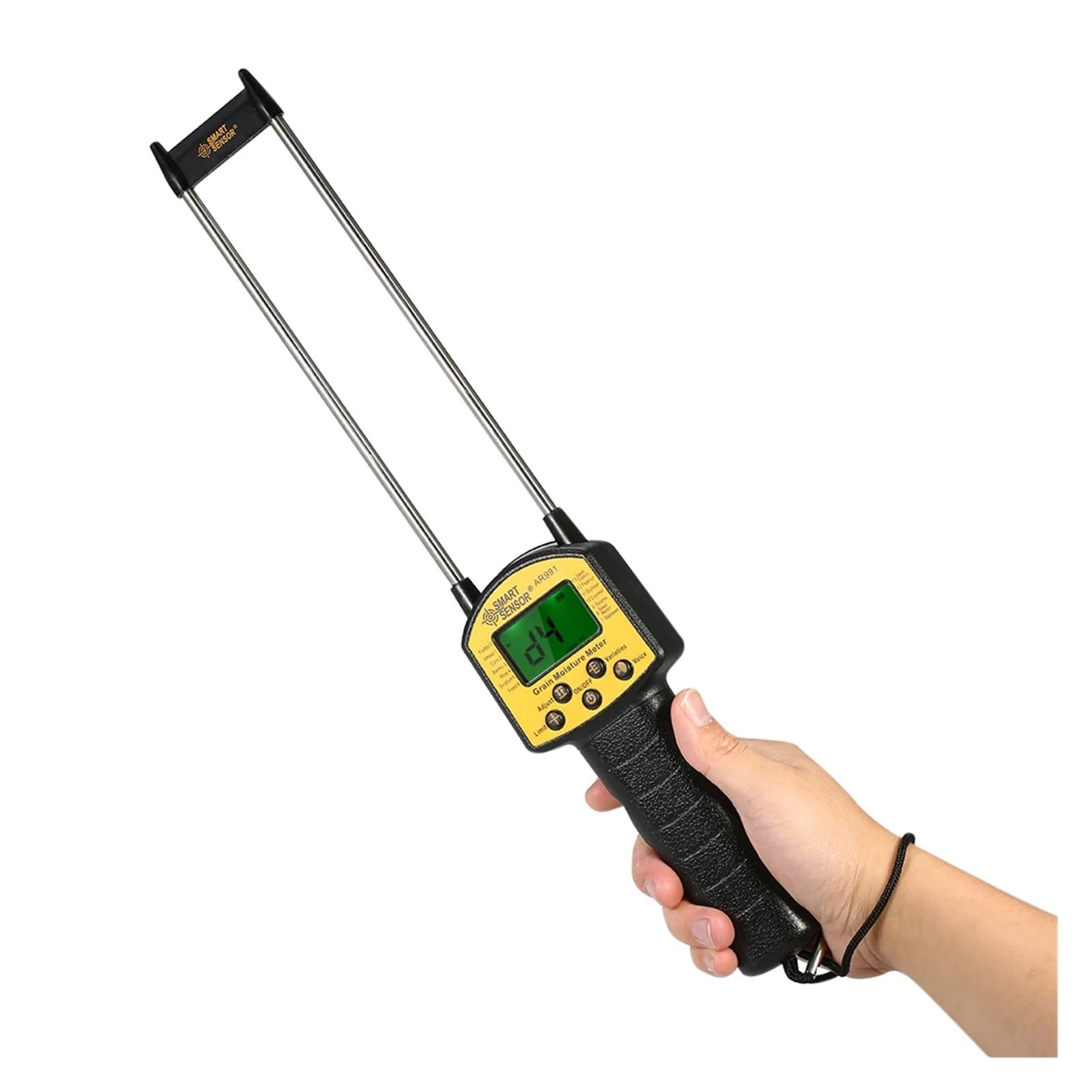 JVDDI Handheld LCD Digital Grain Moisture Meter Hygrometer With Measuring Probe For Corn Wheat Rice Bean