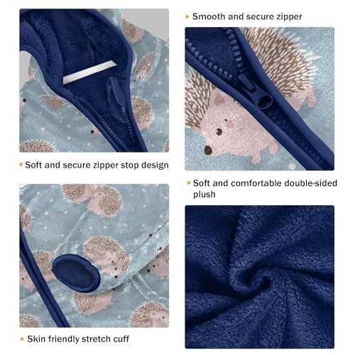 Cute Hedgehog Toddler Fleece Jacket Baby Boys Hooded Zipper Long Sleeve Thick Warm Outerwear 3-10 Years3