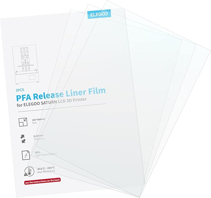 ELEGOO 3 PCS PFA Release Liner Film 260 x 185 mm for ELEGOO Saturn