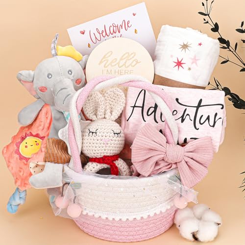 Baby Girl Gifts Basket,Baby Shower Gifts for Girls,New Born Baby
