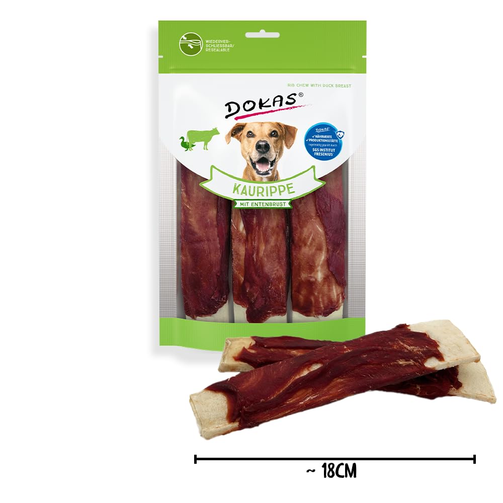 DOKAS Getreidefreier Premium Kausnack für Hunde – Ideal für große Hunde, 210 g (10er Pack)