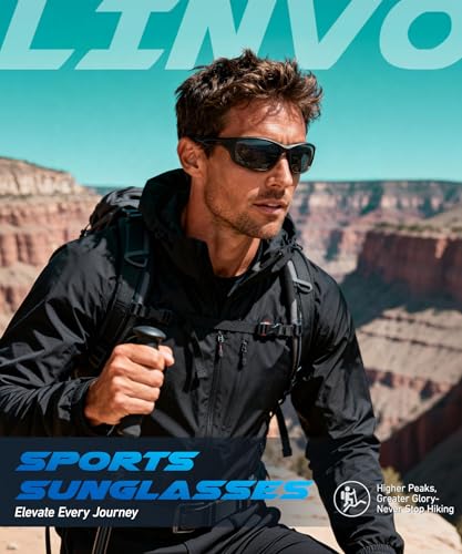 LINVO Sonnenbrille Herren Polarisiert Verspiegelt Sportbrille Autofahren Angeln Fahrradbrille mit 100% UV400 Schutz Cat 3 CE