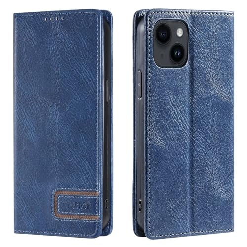 Beajew 2024 Upgraded Hülle für Sony Xperia XA1/Z6, Vintage Dünne Handyhülle Premium Leder Flip Hülle Klapphülle Schutzhülle für Sony Xperia XA1/Z6,Echtes Leder,Blau