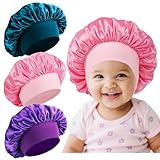 3 Pcs Baby Bonnets Infant Hair Sleep Cap for Sleeping for Girls,Boys (Pink+Purple+Teal)