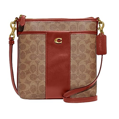 COACH Color-block Canvas Signature Kitt Bag - Tan Rust