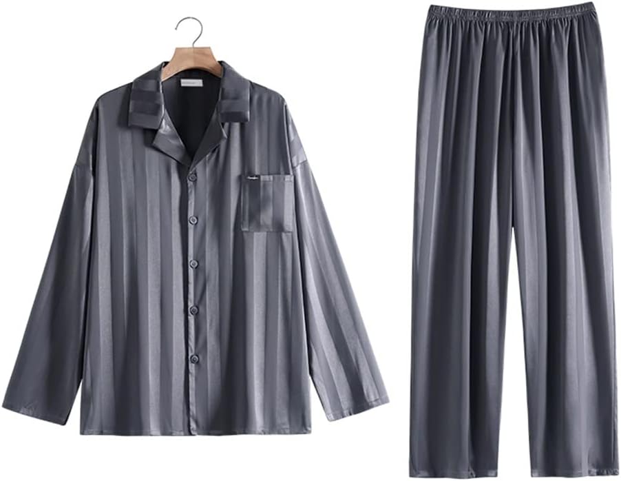 Men's spring and silk ice long-sleeved home clothes thin section and autumn men's