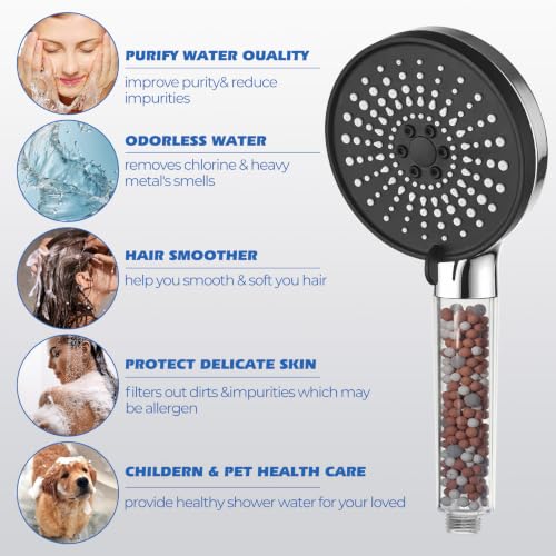 Image of Filtered Shower Head,8 inchRain Shower Head with Handheld Spray Combo with 11'' Angle Adjustable Extension Arm /Flow Regulator /Shower System,High Pressure Rainfall Shower Head Bathroom,Chrome