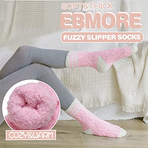 Image of EBMORE Womens Fuzzy Socks Fleece Fluffy Cabin Plush Warm Sleep Soft Cozy Winter Adult Socks