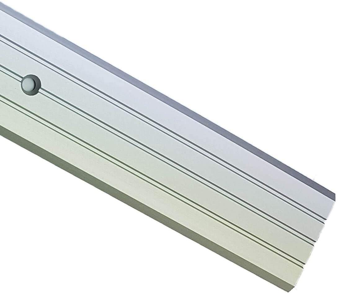 Cezar Anodised Silver Flat Carpet Cover Door Strip Aluminium Rail Drilled Fluted Floor 40Mm X 1M Lpps-40 Tmw Profiles (Anodised Silver)
