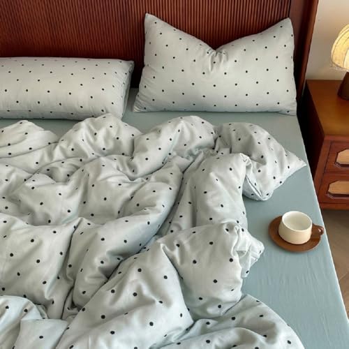 Lanqinglv Bettwäsche 135x200 cm Mädchen Blau Polka Dot Kinder Bettwäsche...