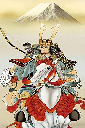 Amazon.co.jp: 長江桂舟『白馬武者(尺三立)』版画＋手彩色 掛け軸 人物