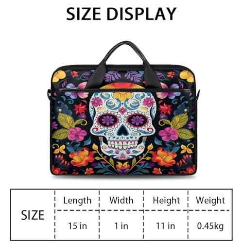 Colorful Flower Sugar Skull Maletín para Laptop 15" miniatura 2