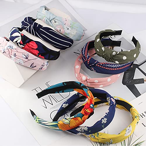 Tobatoba 10 Piece Womens Headbands Set Knotted Headbands For Women Summer Floral Headbands Bow Knot Headband Twist Turban Headband Cross Knot Wide Headbands Bandana Hair Accessories For Women #TOP6