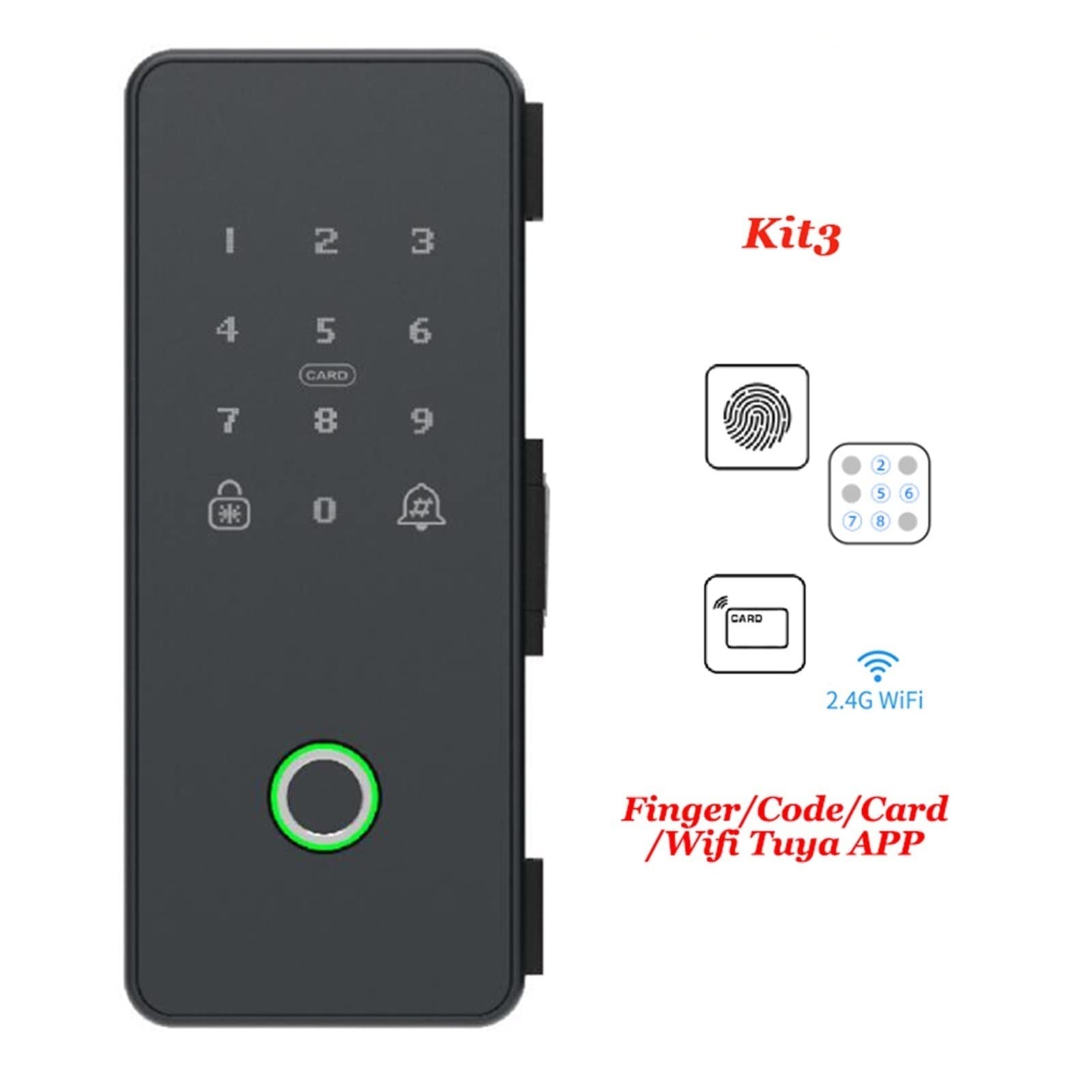 Cerradura inteligente, Bloqueo inteligente for puertas de vidrio puerta madera o wifi Smart biométrico bloqueo huellas dactilares electrónicas digital(Kit3,TYPE D)