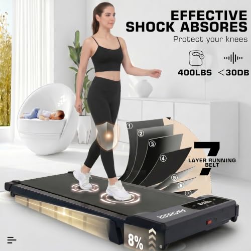 Image of ANCHEER Walking Pads, 2 in 1 Under Desk Treadmill 2.5HP Compact Running Machine with Remote Control, 300lbs Weight Capacity for Home /Gym /Office,Ultra-Quiet, Installation-Free