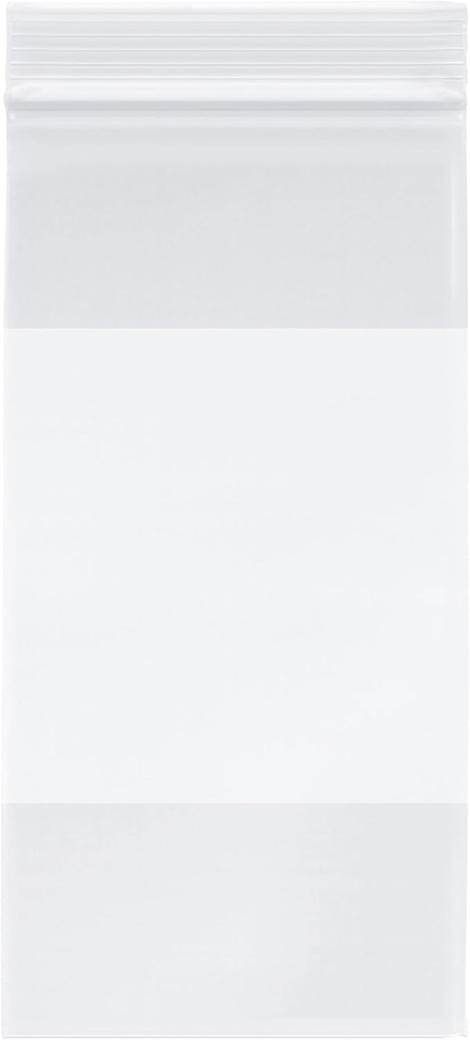 Plymor 4 x 8 (Pack of 500), 2 Mil with White-Block Zipper Reclosable Plastic Bags