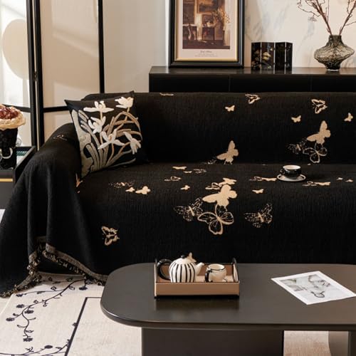 Jeté de canapé chenille style français vintage 180x230cm housse lavable - 5