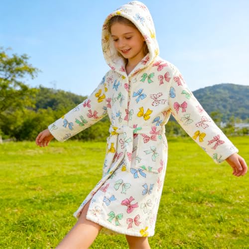 Image of Boys Girls Bathrobes,Toddler Boy Girl Robes,Children's Plush Soft Coral Fleece Hooded Pajamas Sleepwear for Kids
