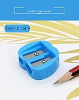 Vista 3 de 200 sacapuntas de doble agujero a granel, pequeños sacapuntas de doble agujero, sacapuntas de colores de 2 agujeros para niños, sacapuntas manuales